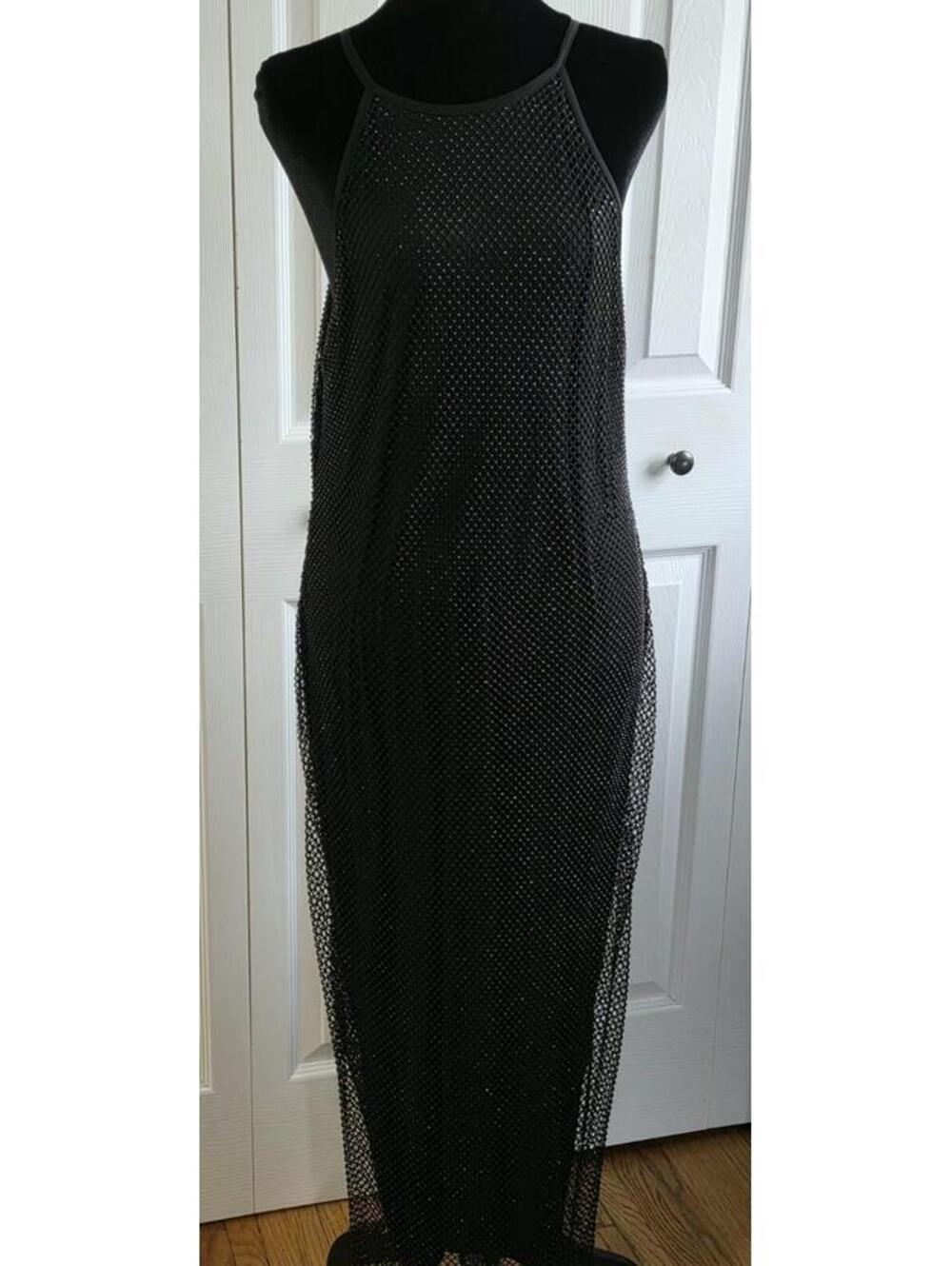 Calvin Klein Dark Gray Dress with Beaded Overlay Size L